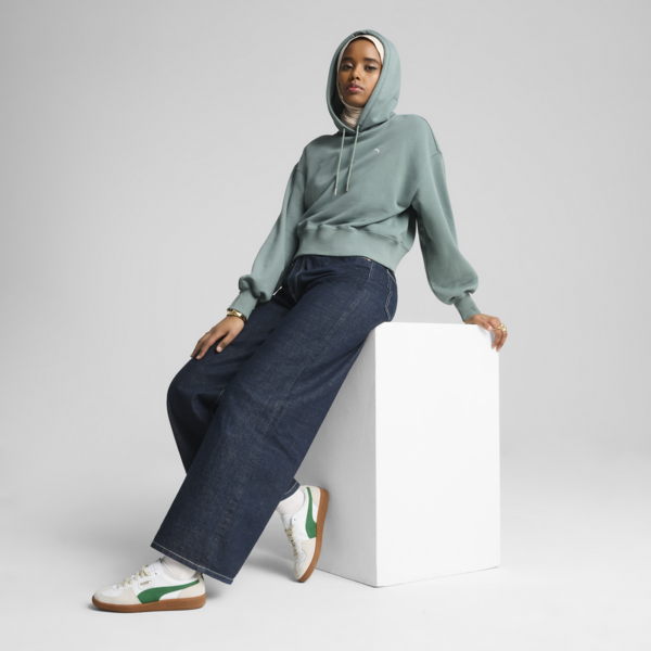 WARDROBE Essentials Relaxed Cropped Hoodie Women, Green Moon, large-ZAF