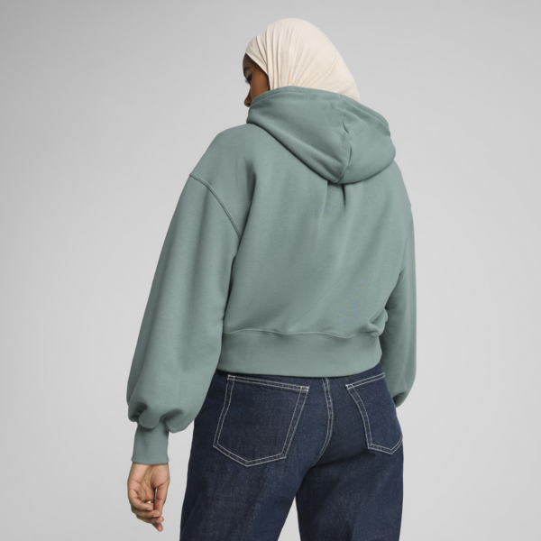 WARDROBE Essentials Relaxed Cropped Hoodie Women, Green Moon, large-ZAF