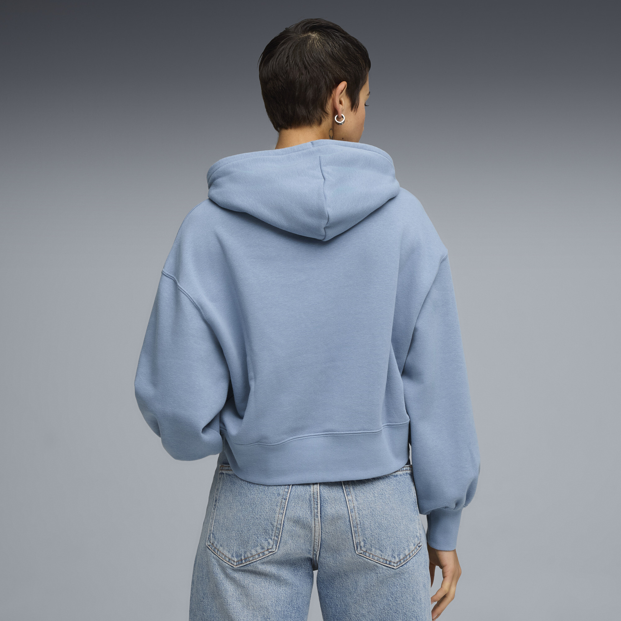 PUMA WARDROBE ESS relaxed cropped hoodie voor Dames, Blauw, Maat XS thumbnail 5