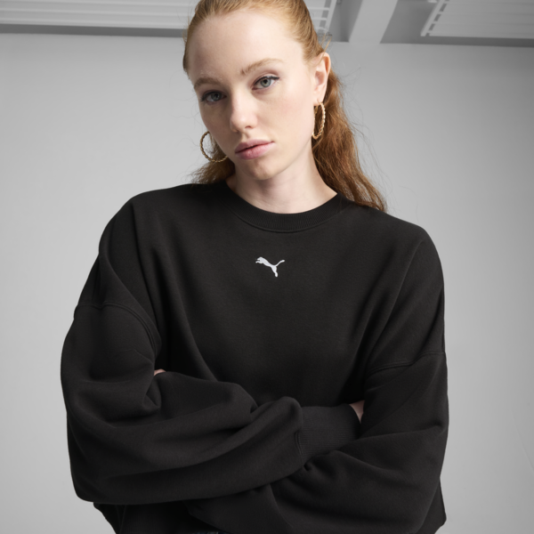 WARDROBE Essentials Oversized Crew Women, PUMA Black, large-ZAF