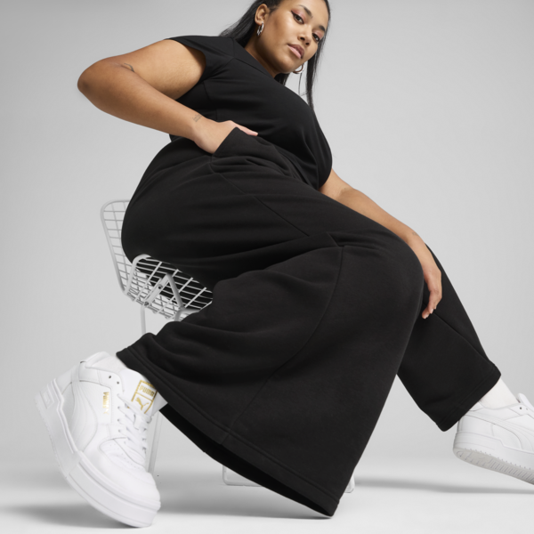Wardrobe Essentials Relaxed Wide Leg Sweatpants Women, PUMA Black, large-MEX