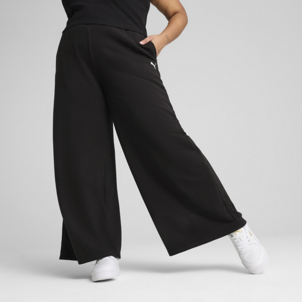 Wardrobe Essentials Relaxed Wide Leg Sweatpants Women, PUMA Black, large-MEX
