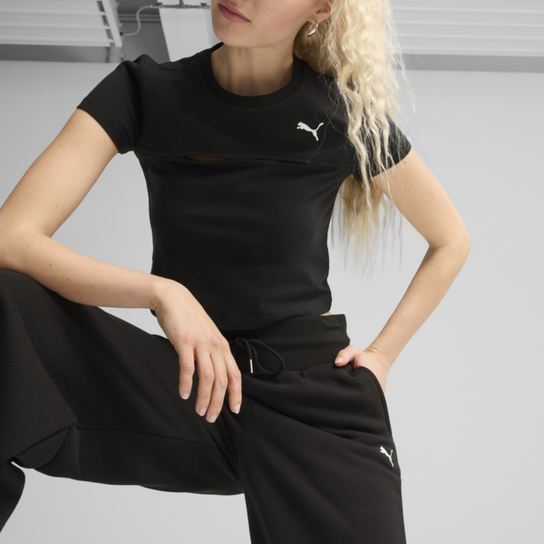 Wardrobe Essentials Relaxed Wide Leg Sweatpants Women, PUMA Black, large-MEX