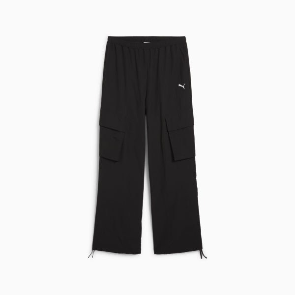 WARDROBE Essentials Relaxed Woven Cargo Pants Women, PUMA Black, large-ZAF