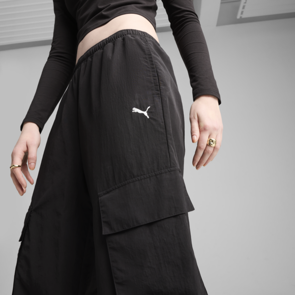 WARDROBE Essentials Relaxed Woven Cargo Pants Women, PUMA Black, large-ZAF
