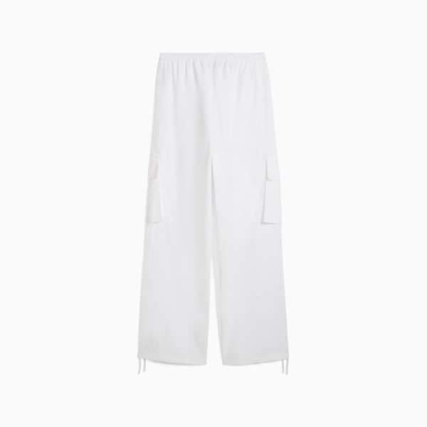 WARDROBE Essentials Relaxed Woven Cargo Pants Women, PUMA White, large-MEX