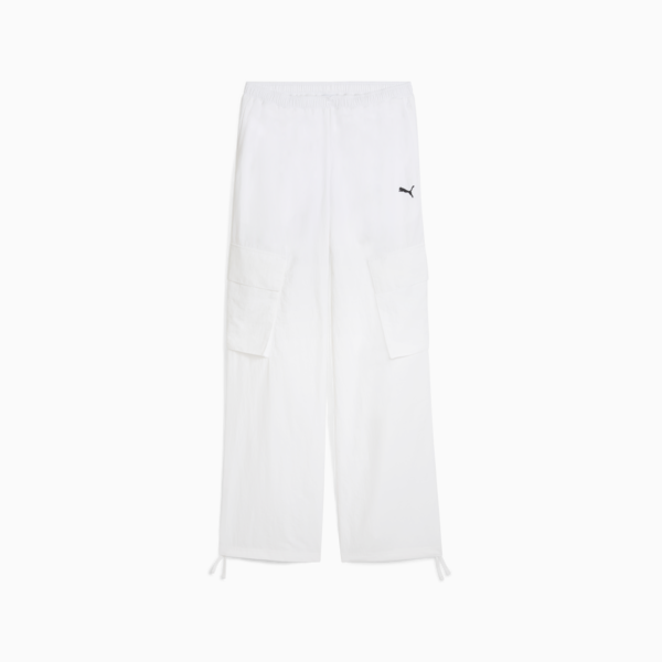 WARDROBE Essentials Relaxed Woven Cargo Pants Women, PUMA White, large-MEX