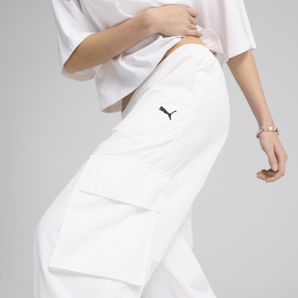 WARDROBE Essentials Relaxed Woven Cargo Pants Women, PUMA White, large-MEX