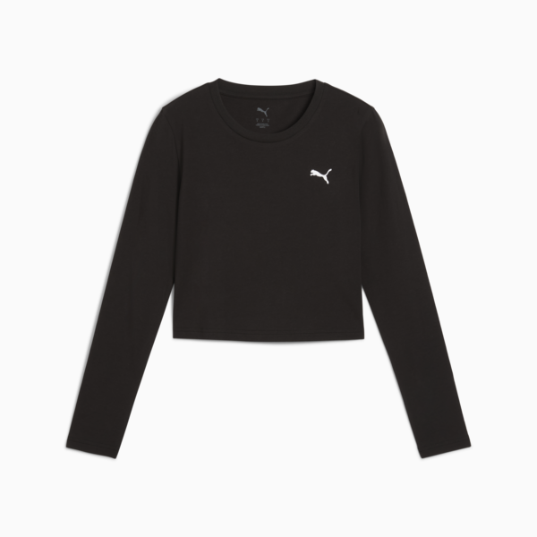 WARDROBE ESS Longsleeve Baby Tee Women, PUMA Black, large-ZAF
