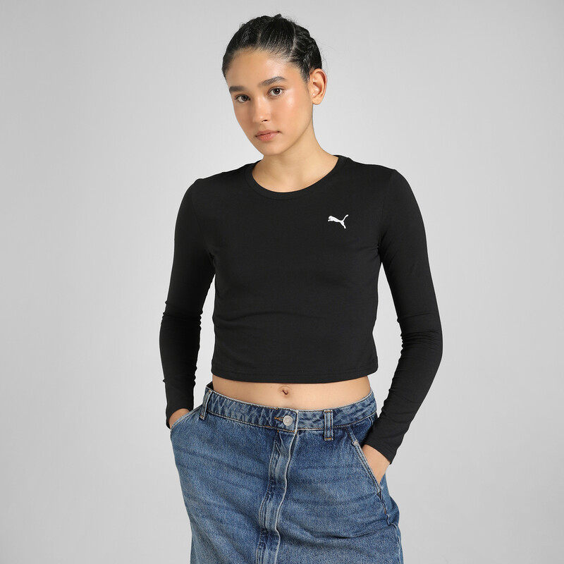 

Women's PUMA WARDROBE Essentials Slim Fit Longsleeve Crop Tee