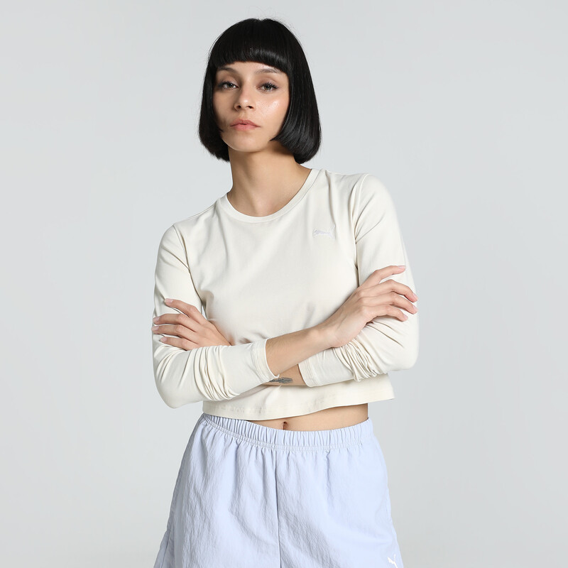 

Women's PUMA WARDROBE Essentials Slim Fit Longsleeve Crop Tee