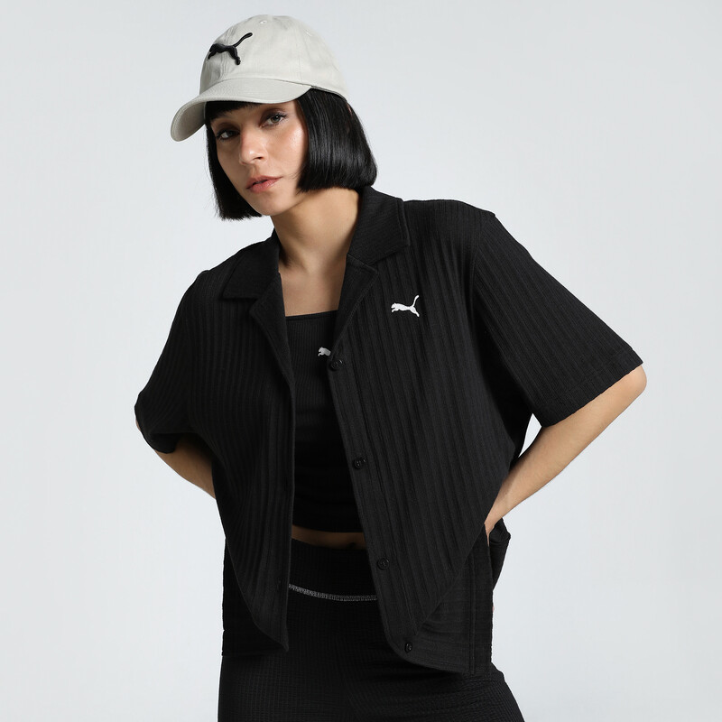 

Women's PUMA WARDROBE Essentials Relaxed Fit Pointelle Shirt