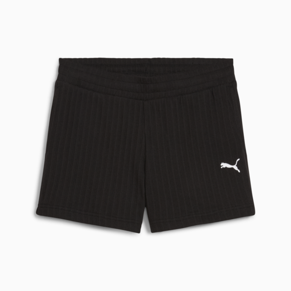 Shorts WARDROBE Essentials Pointelle 10cm para mujer, PUMA Black, large-MEX