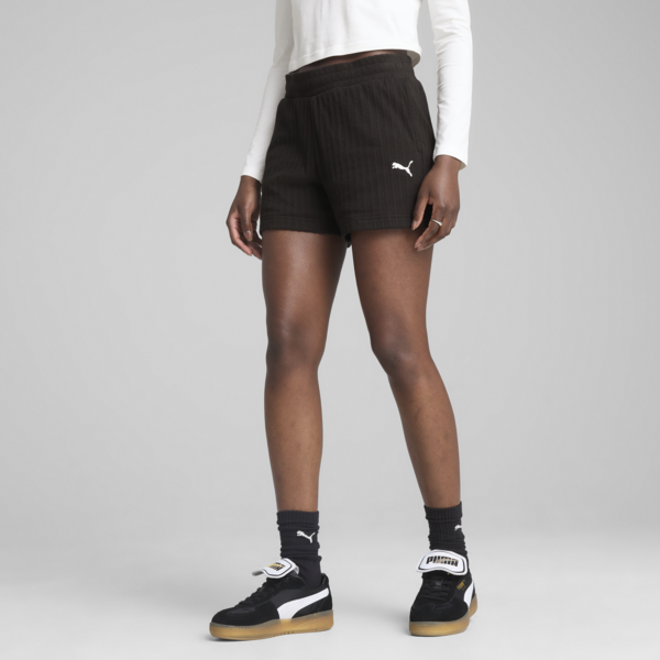 Shorts WARDROBE Essentials Pointelle 10cm para mujer, PUMA Black, large-MEX