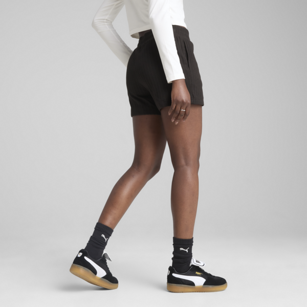 Shorts WARDROBE Essentials Pointelle 10cm para mujer, PUMA Black, large-MEX