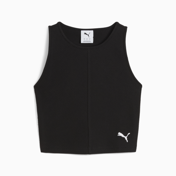 WARDROBE ESS Ribbed Crop Top Women, PUMA Black, large-MEX