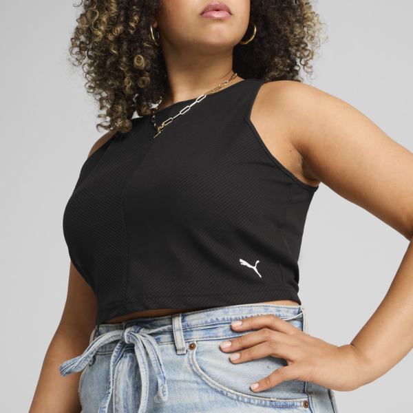 WARDROBE ESS Ribbed Crop Top Women, PUMA Black, large-MEX