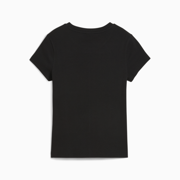 WARDROBE ESS Ribbed Slim Tee Women, PUMA Black, large-MEX