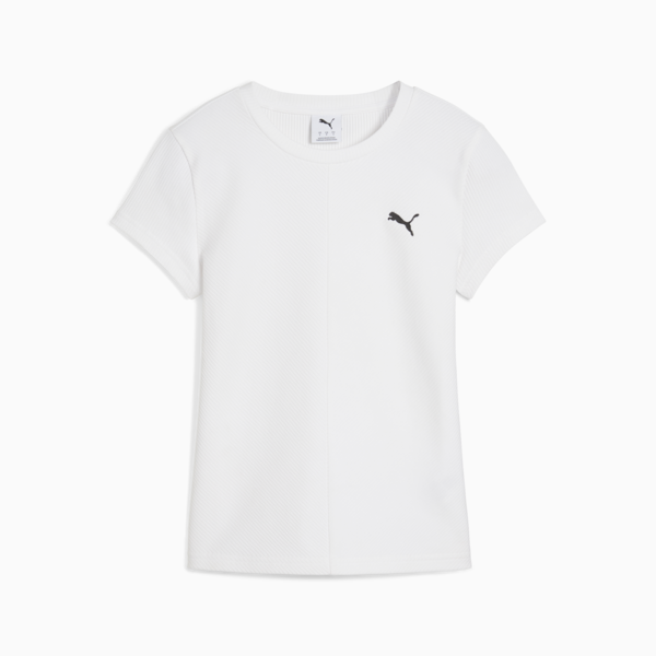 WARDROBE ESS Ribbed Slim Tee Women, PUMA White, large-MEX
