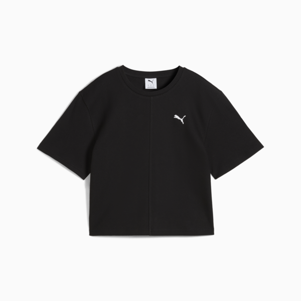 WARDROBE Essentials Ribbed Relaxed Tee Women, PUMA Black, large-ZAF