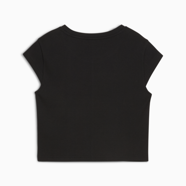 Remera corta Wardrobe Essentials Rib para mujer, PUMA Black, large-ARG