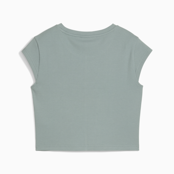Remera corta Wardrobe Essentials Rib para mujer, Green Moon, large-ARG