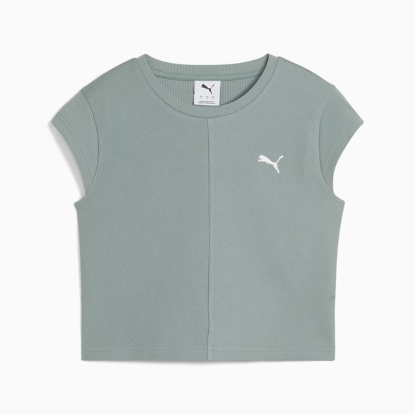Remera corta Wardrobe Essentials Rib para mujer, Green Moon, large-ARG