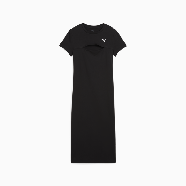 WARDROBE Essentials Midi Cut-Out Dress Women, PUMA Black, large-ZAF
