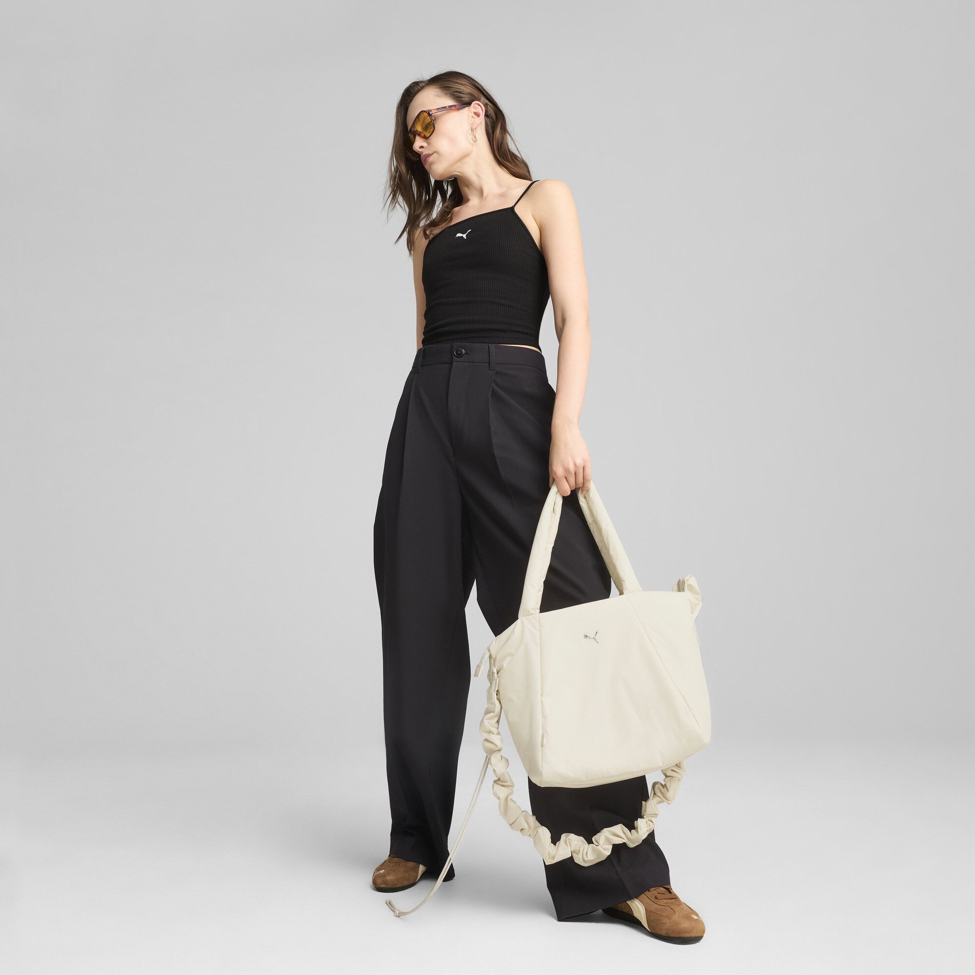 PUMA WARDROBE ESS geribbelde tanktop voor Dames, Zwart, Maat XS thumbnail 4