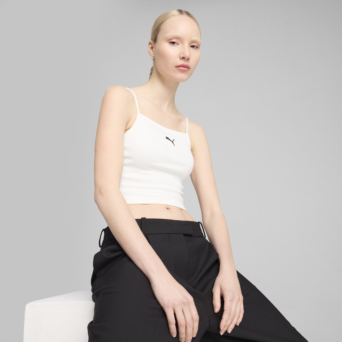 Wardrobe Essentials Ribbed Tank Top Women in White by PUMA, Medium