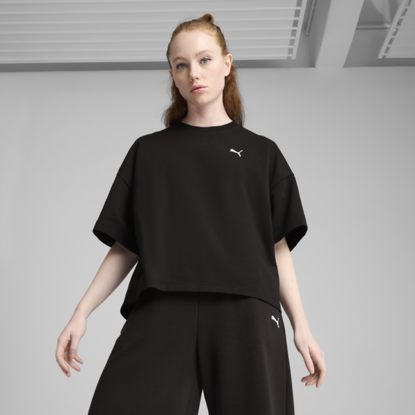 Wardrobe Essentials Relaxed Heavy Tee Women, PUMA Black, large-ZAF