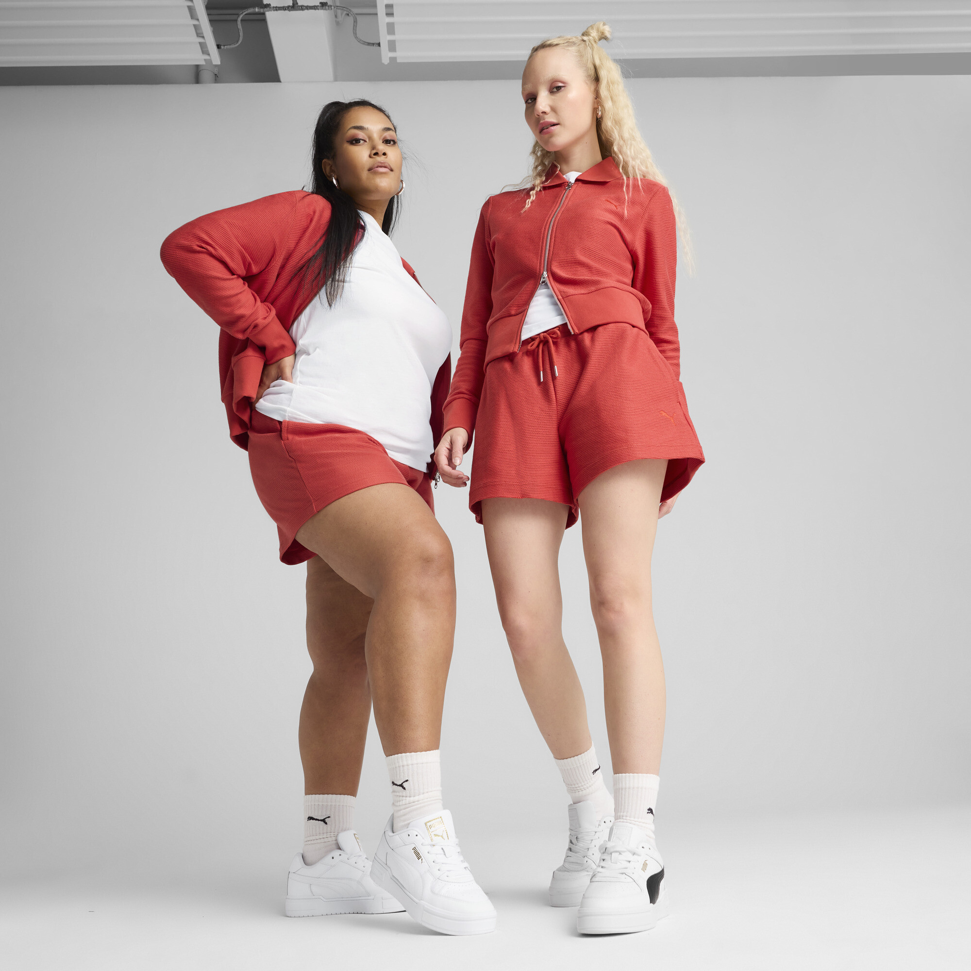 Puma Premium Essentials A-line Women's 4" Jacquard Shorts In Red