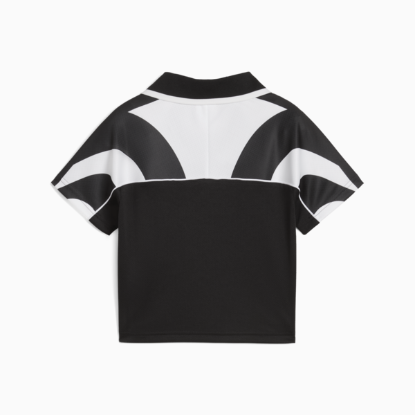 FUTURE.PUMA.ARCHIVE Football Jersey Baby Tee Women, PUMA Black-PUMA White, large-ZAF