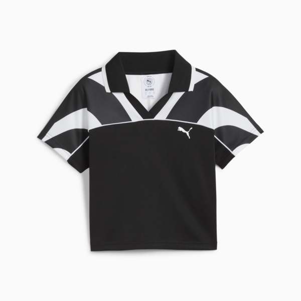FUTURE.PUMA.ARCHIVE Football Jersey Baby Tee Women, PUMA Black-PUMA White, large-ZAF
