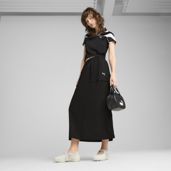 FUTURE.PUMA.ARCHIVE Football Jersey Baby Tee Women, PUMA Black-PUMA White, large-MEX