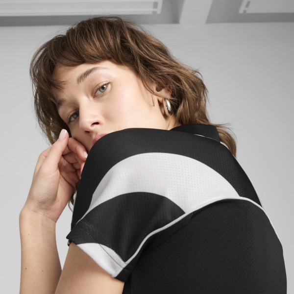 FUTURE.PUMA.ARCHIVE Football Jersey Baby Tee Women, PUMA Black-PUMA White, large-MEX