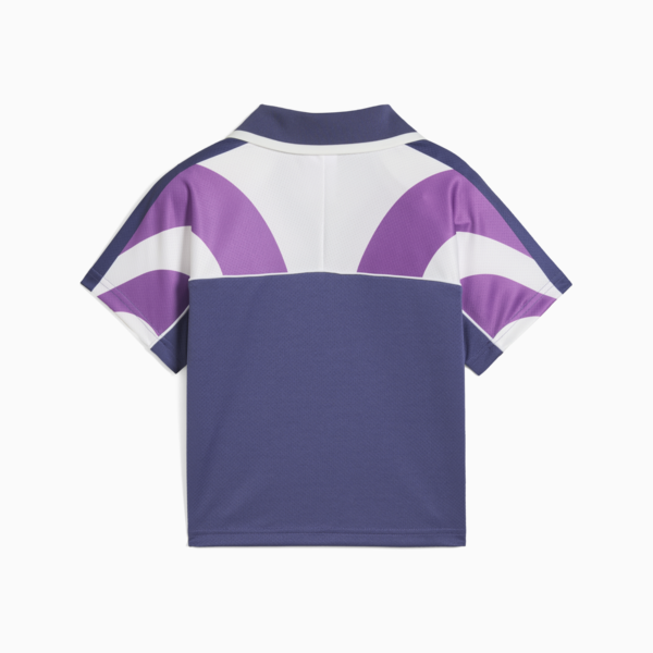 FUTURE.PUMA.ARCHIVE Football Jersey Baby Tee Women, Blue Crystal-Wild Berry, large-MEX