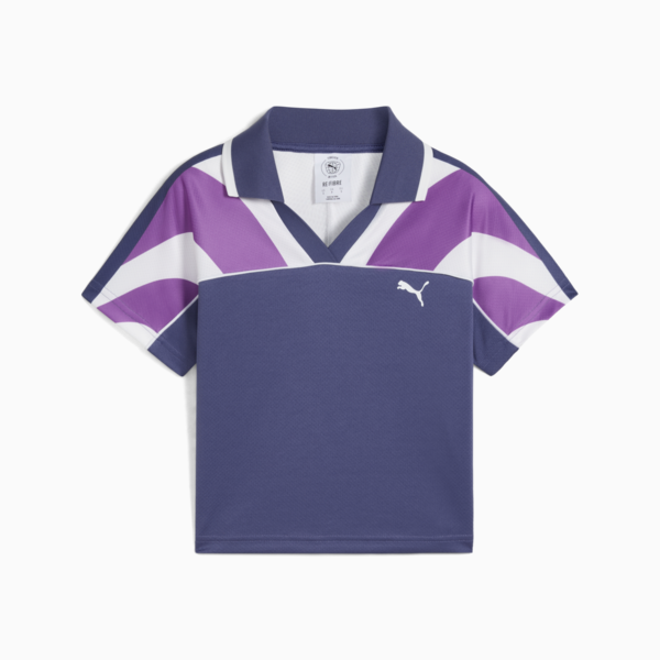 FUTURE.PUMA.ARCHIVE Football Jersey Baby Tee Women, Blue Crystal-Wild Berry, large-MEX