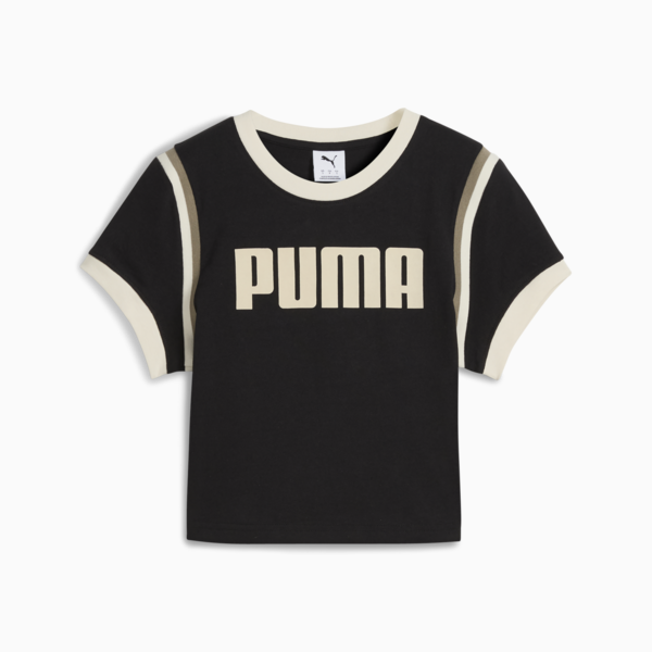 FUTURE.PUMA.ARCHIVE Graphic Baby Tee Women, PUMA Black-Alpine Snow, large-ZAF