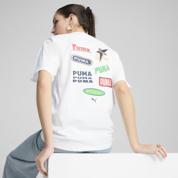Wardrobe Essentials Relaxed Graphic Tee Women, PUMA White, large-MEX