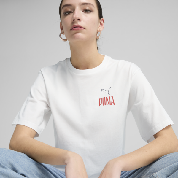 Wardrobe Essentials Relaxed Graphic Tee Women, PUMA White, large-MEX
