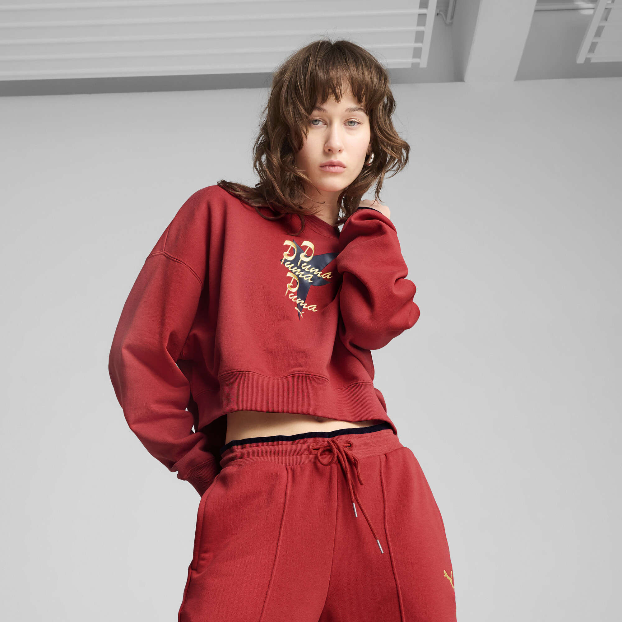 Puma Road To Unity Oversized Sweatshirt Damen | Mit Plain | Red Fire | Größe: S