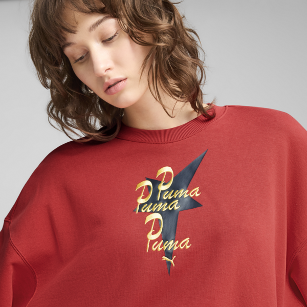 Road To Unity Oversized Graphic Crew Women, Red Fire, large-MEX