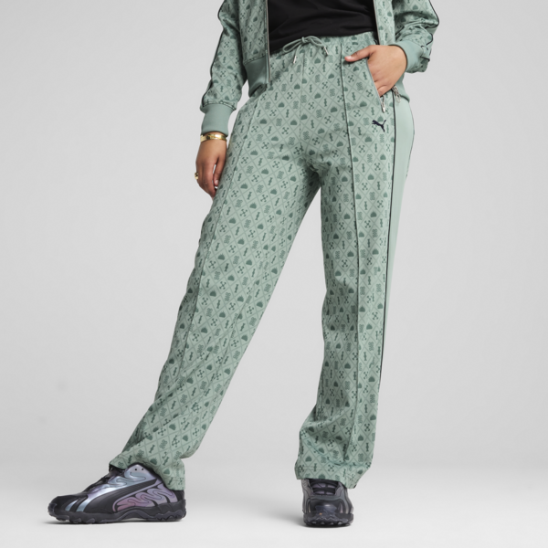 Pantalones rectos Road To Unity T7 para mujer, Green Moon-AOP, large-MEX
