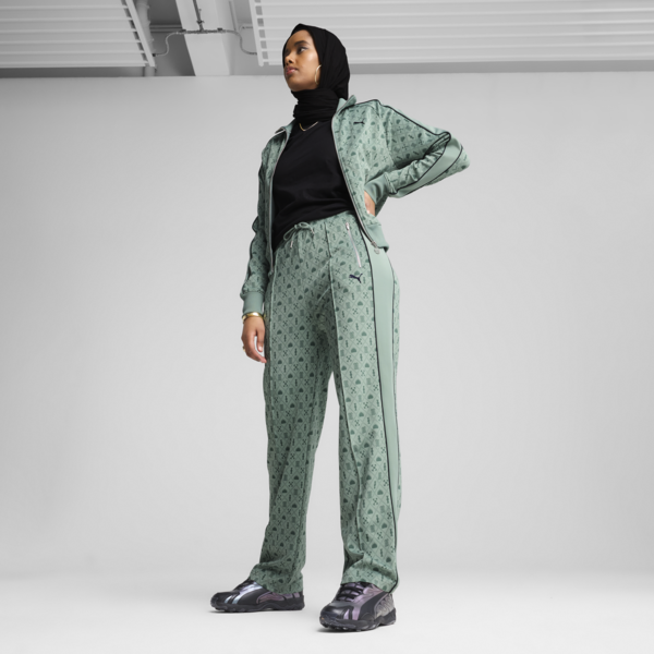 Pantalones rectos Road To Unity T7 para mujer, Green Moon-AOP, large-MEX
