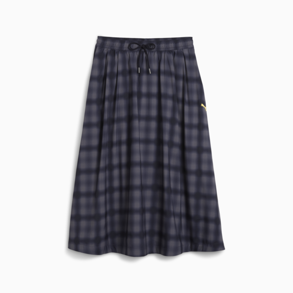 Road To Unity Woven Midi Printed Pleated Skirt Women, New Navy, large-MEX