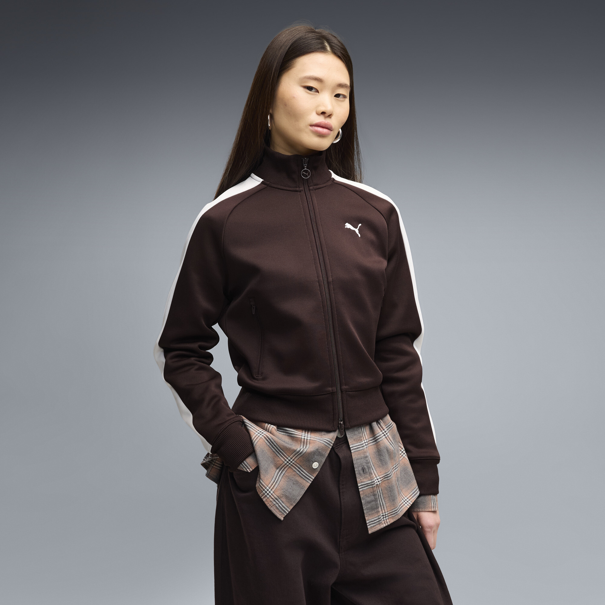 PUMA T7 Women's Short Track Jacket in Brown, Size XS