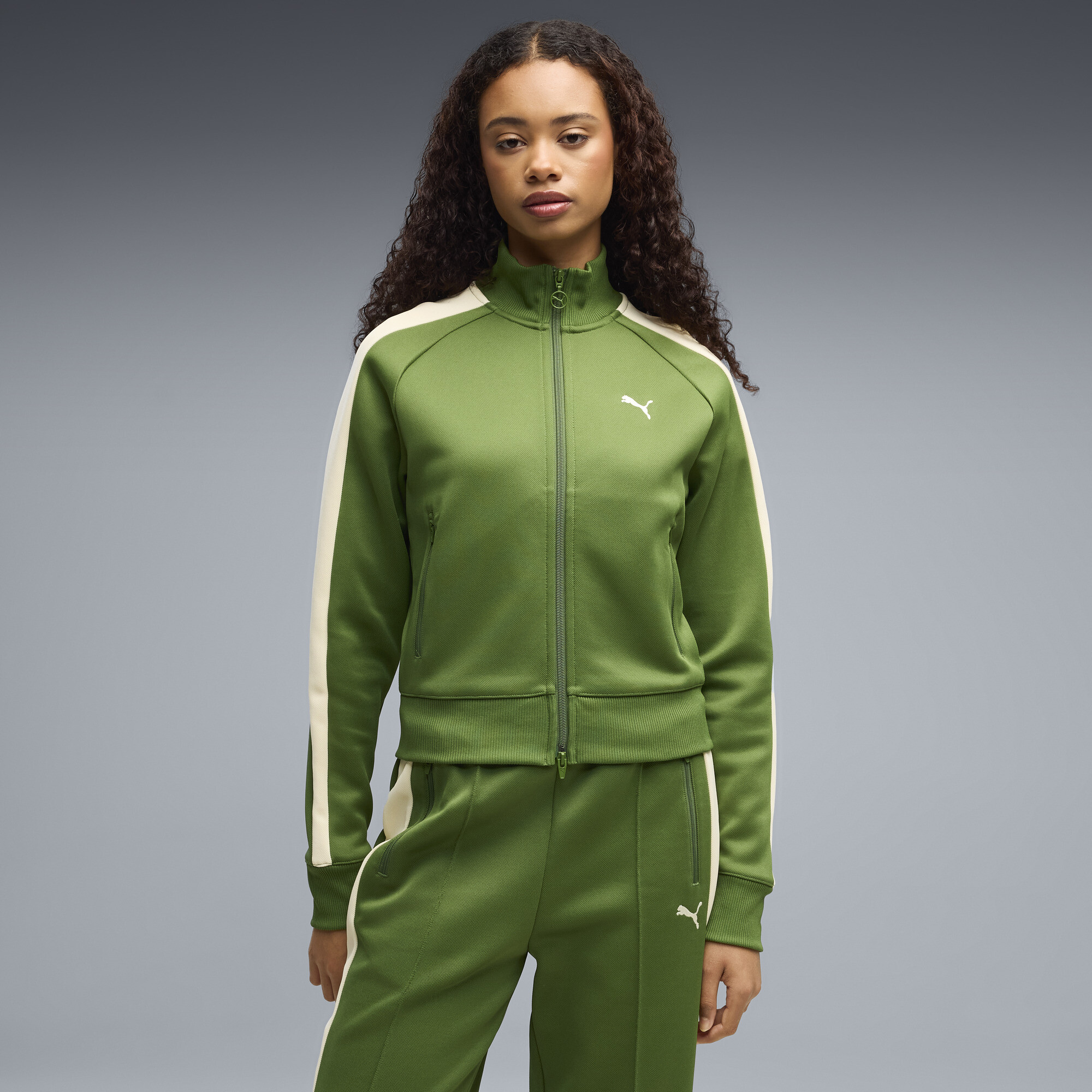 Puma T7 Women's Short Track Jacket In Green