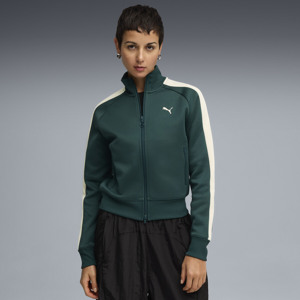 T7 ALWAYS ON Short Track Jacket Women in Green Terrain by PUMA, Medium