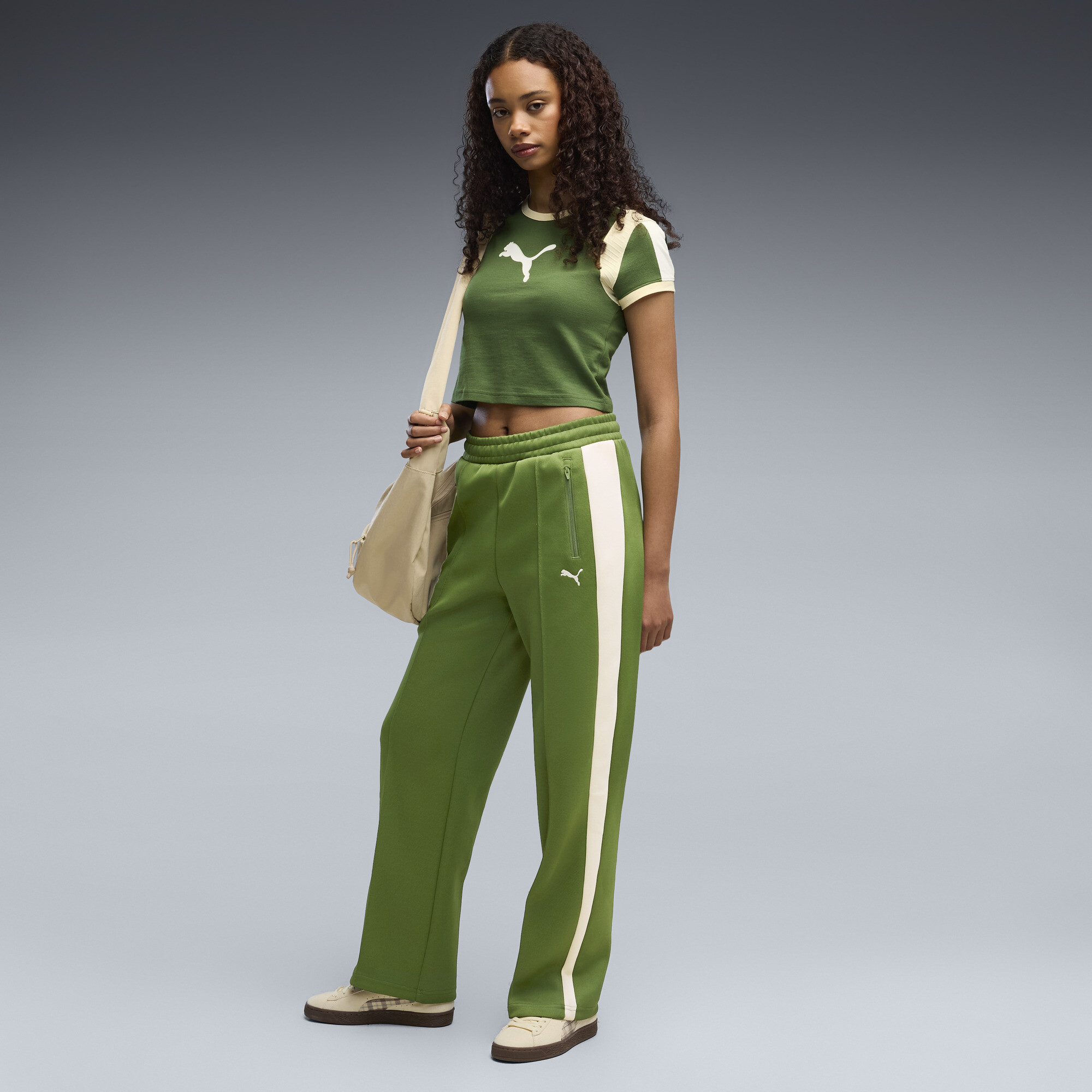 Puma T7 Women's Straight Track Pants In Green